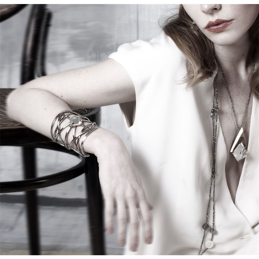 Bracciale 'Griglie' con piramide GRIGLIE | BR RIGIDOARG PIRAM CDR